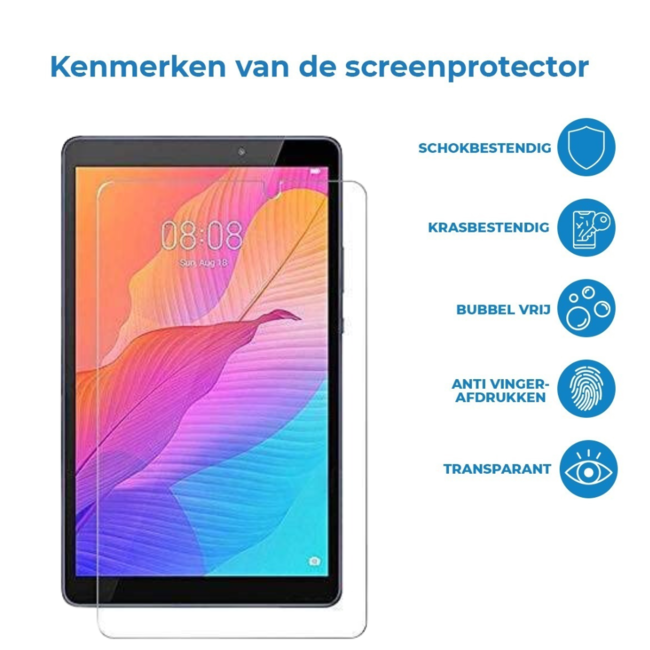Case2go - Tablet Screenprotector geschikt voor Huawei MatePad T8 - Tempered Glass - Case Friendly - Transparant