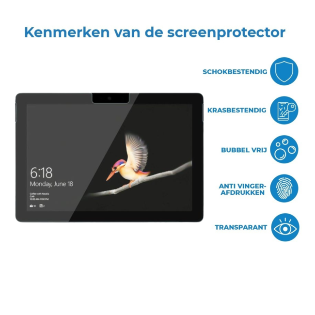 Case2go - Tablet Screenprotector geschikt voor Microsoft Surface Go 2 - 10.5 Inch - Tempered Glass - Case Friendly - Transparant