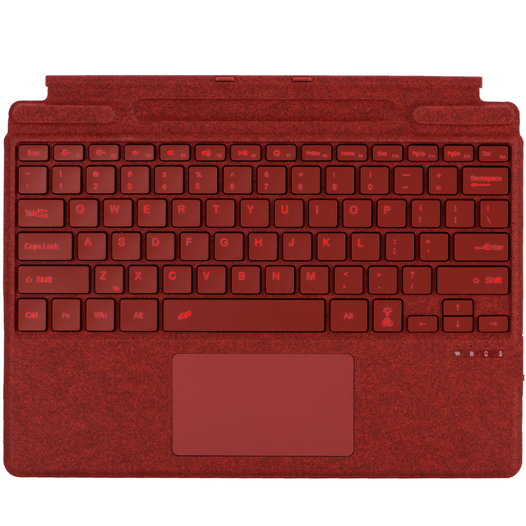 Toetsenbord geschikt voor Microsoft Surface Pro 9/10/11/Pro X - QWERTY - Bluetooth Toetsenbord Cover - Met Touchpad en Toetsenbord Verlichting - Donker Rood afbeelding