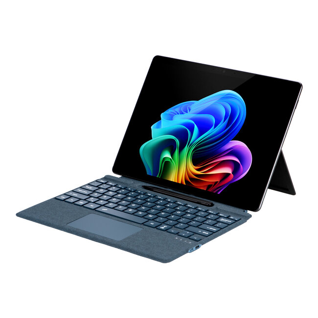 Toetsenbord geschikt voor Microsoft Surface Pro 9/10/11/Pro X - QWERTY - Bluetooth Toetsenbord Cover - Met Touchpad en Toetsenbord Verlichting - draadloos toetsenbord - QWERTY - Blauw