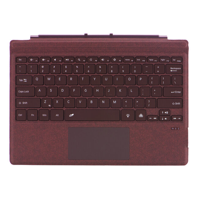 Toetsenbord geschikt voor Microsoft Surface Pro 4/6/7 - QWERTY - Bluetooth Toetsenbord Cover - Met Touchpad en Toetsenbord verlichting - draadloos toetsenbord - QWERTY - Wijn Rood