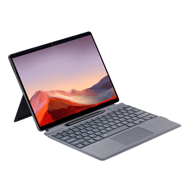 Toetsenbord geschikt voor Microsoft Surface Pro 9/10/11/Pro X - QWERTY - Bluetooth Toetsenbord Cover - Met Touchpad - draadloos toetsenbord - QWERTY - Grijs