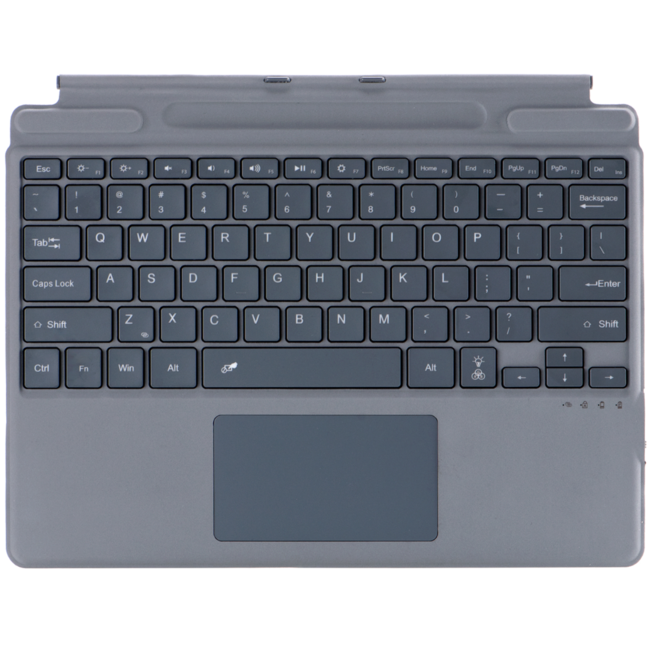 Toetsenbord geschikt voor Microsoft Surface Pro 9/10/11/Pro X - QWERTY - Bluetooth Toetsenbord Cover - Met Touchpad en Toetsenbord Verlichting - draadloos toetsenbord - QWERTY - Grijs