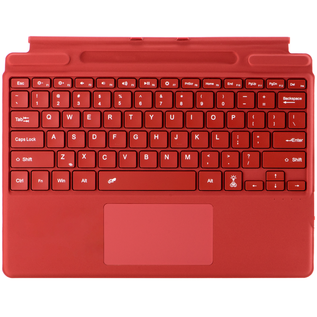Toetsenbord geschikt voor Microsoft Surface Pro 9/10/11/Pro X - QWERTY - Bluetooth Toetsenbord Cover - Met Touchpad en Toetsenbord Verlichting - Rood afbeelding
