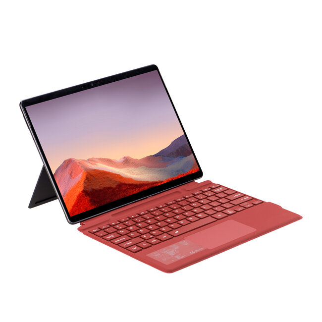 Toetsenbord geschikt voor Microsoft Surface Pro 9/10/11/Pro X - QWERTY - Bluetooth Toetsenbord Cover - Met Touchpad en Toetsenbord Verlichting - draadloos toetsenbord - QWERTY - Rood