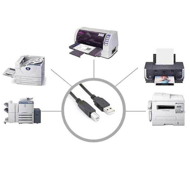 Printerkabel - Printer kabel usb - USB 2.0 - 5 Meter - Zwart