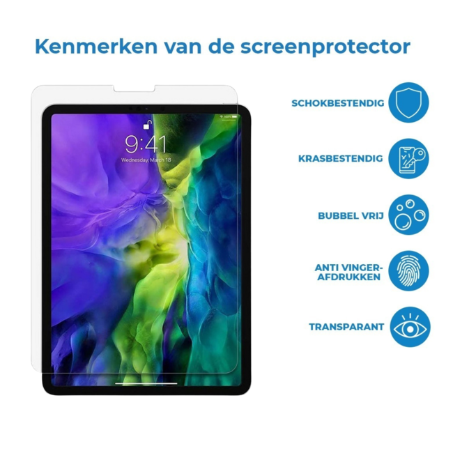 Case2go - Tablet Screenprotector geschikt voor Apple iPad Air 11 (2024) / Apple iPad Air 10.9 (2022) - Tempered Glass - Case Friendly - Transparant