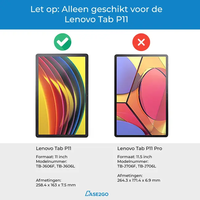 Case2go - Tablet Screenprotector geschikt voor Lenovo Tab P11 - Tempered Glass - Case Friendly - Transparant