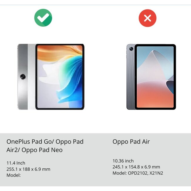 Case2go - Tablet Screenprotector geschikt voor Oppo Pad Air2 / Oppo Pad Neo - 11.4 inch - Tempered Glass - Case Friendly - Transparant