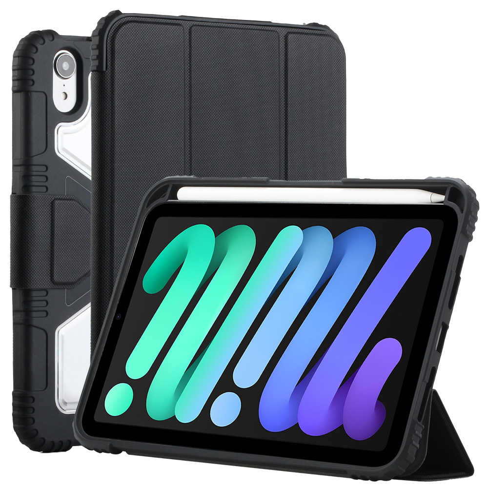 Tablet hoes geschikt voor Apple iPad Mini 6 (2021) - Met Pencil Houder - Tri-Fold - Auto Wake/Sleep Functie - Zwart afbeelding