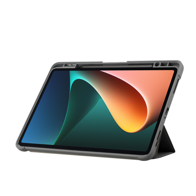 Tablet hoes geschikt voor Xiaomi Pad 5 Pro - Met Pencil Houder - Tri-Fold - Auto Wake/Sleep Functie - Grijs