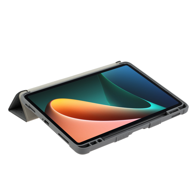 Tablet hoes geschikt voor Xiaomi Pad 5 Pro - Met Pencil Houder - Tri-Fold - Auto Wake/Sleep Functie - Grijs