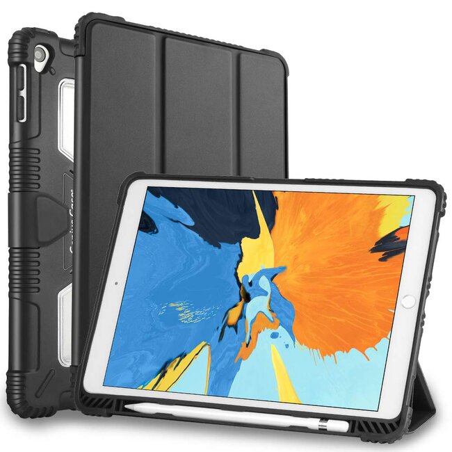 Tablet hoes geschikt voor Apple iPad 9.7 (2017/2018) - Met Pencil Houder - Tri-Fold - Auto Wake/Sleep Functie - Zwart