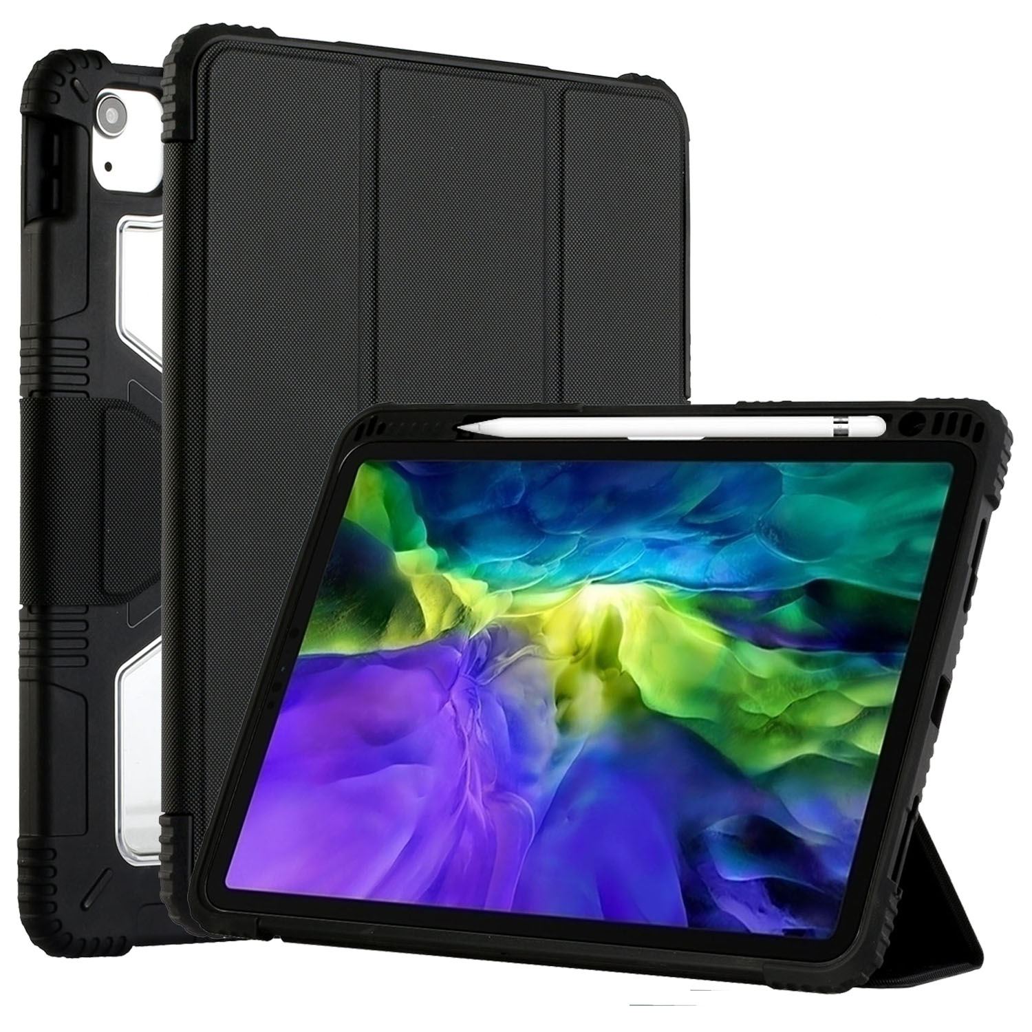 Tablet hoes geschikt voor Apple iPad Pro 11 2018/2020/2021/2022 - Met Pencil Houder - Tri-Fold - Auto Wake/Sleep Functie - Zwart afbeelding