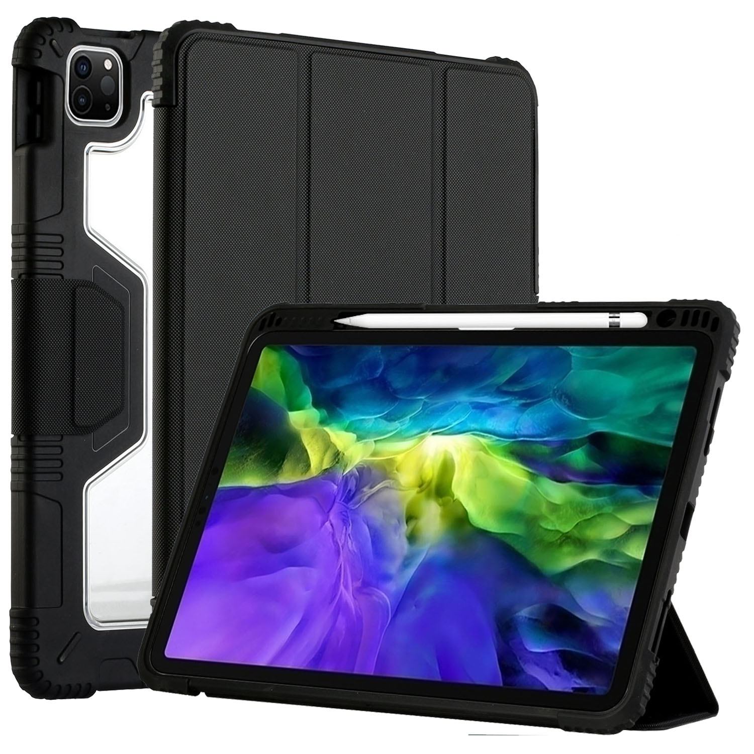 Tablet hoes geschikt voor Apple iPad Pro 11 (2024) - Met Pencil Houder - Tri-Fold - Auto Wake/Sleep Functie - Zwart afbeelding