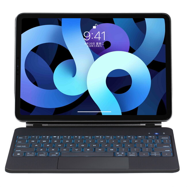 Bluetooth Toetsenbord hoes geschikt voor Apple iPad Air 11 2024 - Toetsenbordverlichting - Met Pencil Houder - Touchpad - Zwart