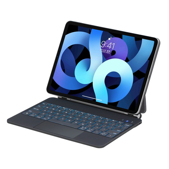 Bluetooth Toetsenbord hoes geschikt voor Apple iPad Air 11 2024 - Toetsenbordverlichting - Met Pencil Houder - Touchpad - Zwart