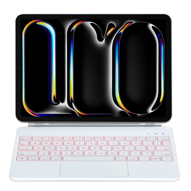Bluetooth Toetsenbord hoes geschikt voor Apple iPad Air 13 2024 - Toetsenbordverlichting - Met Pencil Houder - Touchpad - Wit