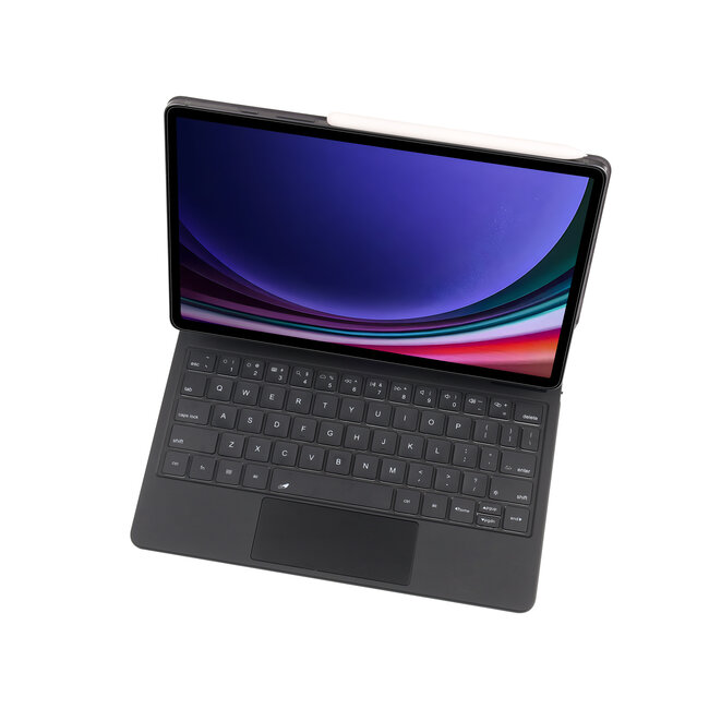 Bluetooth Toetsenbord hoes geschikt voor Samsung Galaxy Tab S9 - Toetsenbordverlichting - Touchpad - Zwart