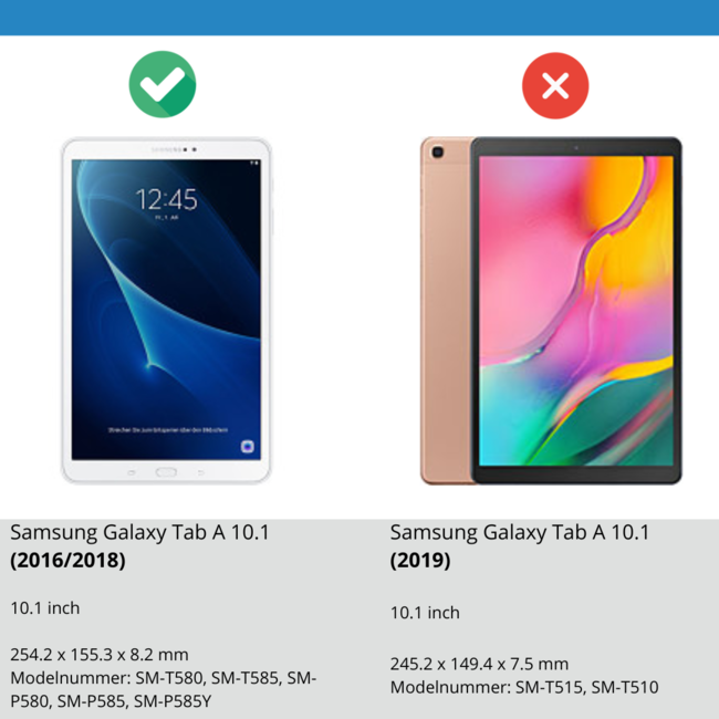 Case2go - Tablet Screenprotector geschikt voor Samsung Galaxy Tab A 10.1 (2016/2018) - 10.1 Inch - Tempered Glass - Case Friendly - Transparant