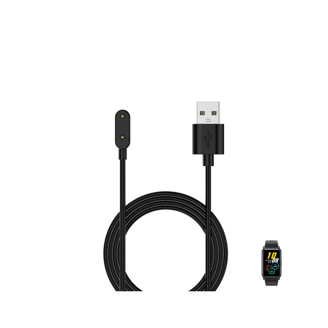 Oplaadkabel geschikt voor Huawei Band 6 / Band 7 / Band 8 / Band 9 /  Watch Fit 1 / Watch Fit 2 / Watch Fit 3 / Watch Fit 4 / Watch Fit New / Watch Fit Mini / Watch Fit 4 Pro - USB-A - 1.0 Meter - Zwart