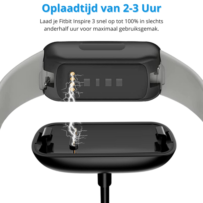 Oplaadkabel geschikt voor Fitbit Inspire 3 - UBS-A - 1.0 Meter - Zwart