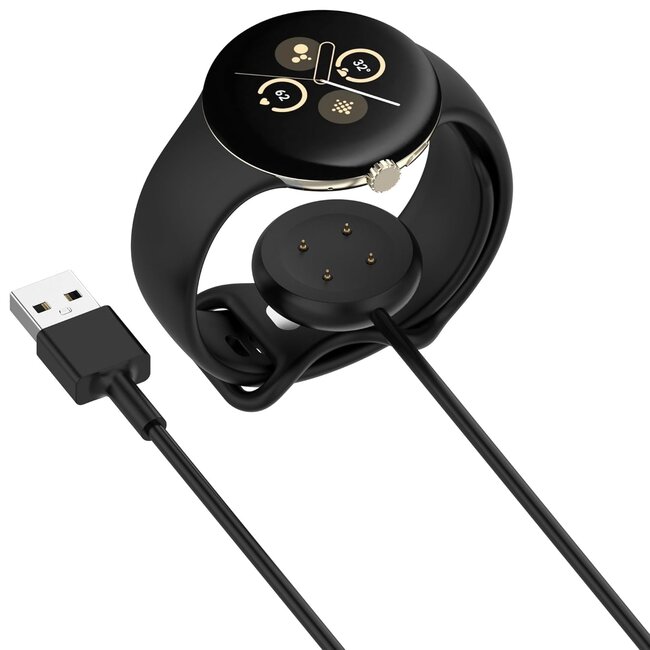 Oplaadkabel geschikt voor Google Pixel Watch 2 / Pixel Watch 3 / Pixel Watch 4 - Oplader - USB A kabel - 1.0 meter - Zwart