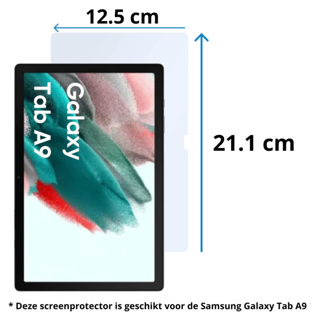 Case2go - Tablet Screenprotector geschikt voor Samsung Galaxy Tab A9 - 8.7 Inch - Tempered Glass - Case Friendly - Transparant