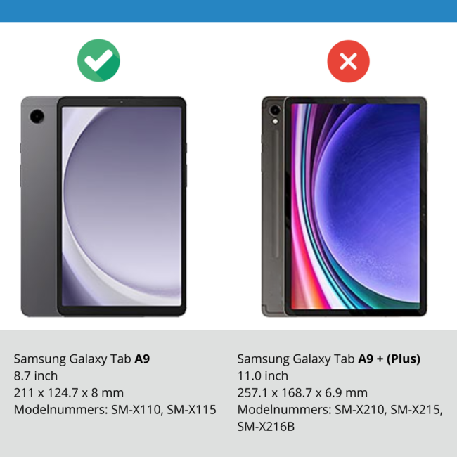 Case2go - Tablet Screenprotector geschikt voor Samsung Galaxy Tab A9 - 8.7 Inch - Tempered Glass - Case Friendly - Transparant