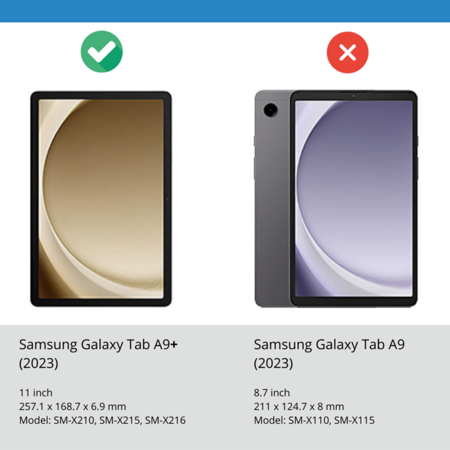 Tablethoes en Screenprotector geschikt voor Samsung Galaxy Tab A9 Plus (2023) - Tri-fold hoes met Auto/Wake functie - Blauw