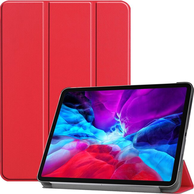 Hoozey - Tablet hoes geschikt voor Apple iPad Pro 12.9 inch (2022) / iPad Pro 12.9 (2021) / iPad Pro 12.9 (2020) - Tri-Fold Book Case - Met Auto/Wake functie - Rood