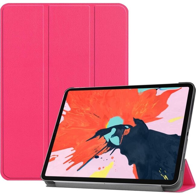 Hoozey - Tablet hoes geschikt voor Apple iPad Pro 12.9 inch (2022) / iPad Pro 12.9 (2021) / iPad Pro 12.9 (2020) - Tri-Fold Book Case - Met Auto/Wake functie - Magenta
