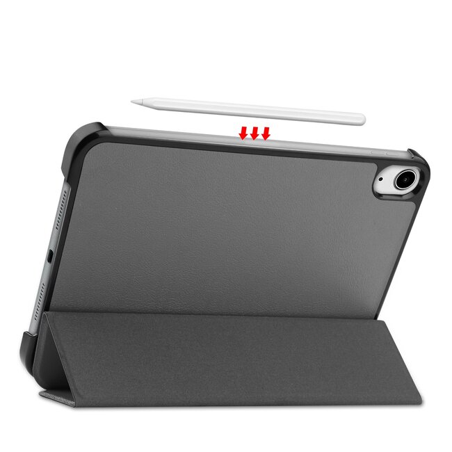 Tablet hoes geschikt voor Apple iPad Mini 7 (2024) - Tri-Fold Book Case - met Auto/Wake functie - Grijs