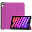 Tablet hoes geschikt voor Apple iPad Mini 7 (2024) - Tri-Fold Book Case - met Auto/Wake functie - Paars