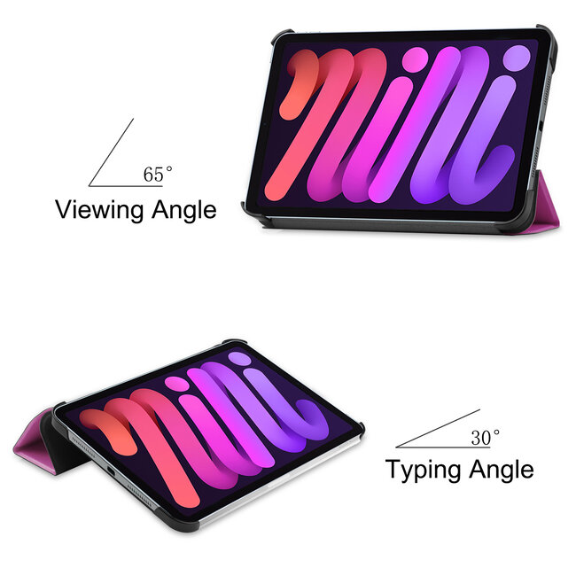 Tablet hoes geschikt voor Apple iPad Mini 7 (2024) - Tri-Fold Book Case - met Auto/Wake functie - Paars