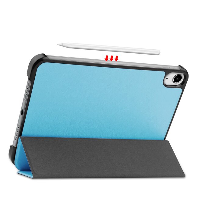 Tablet hoes geschikt voor Apple iPad Mini 7 (2024) - Tri-Fold Book Case - met Auto/Wake functie - Lichtblauw