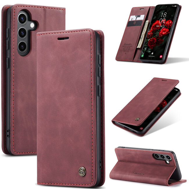 Caseme - Telefoonhoesje geschikt voor Samsung Galaxy S25 - Wallet Book Case - Met Magnetische Sluiting - Rood