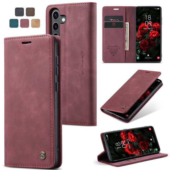 Caseme - Telefoonhoesje geschikt voor Samsung Galaxy S24 FE - Wallet Book Case - Met Magnetische Sluiting - Rood