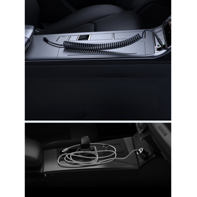 Joyroom - USB-C naar lightning Kabel - Krulsnoer - Uitrekbare oplaadkabel - Universele oplaadkabel - 1.5 M - 30W - Zwart