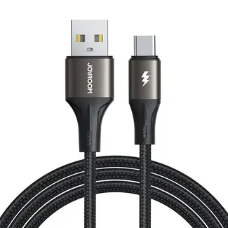 Joyroom Joyroom - Light-Speed Series - USB-A naar USB-C kabel - Nylon - 3A Snellader - 1,2 Meter - Zwart