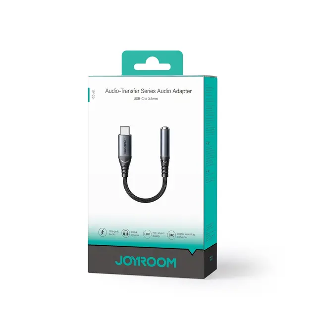 Joyroom -  USB-C naar 3.5 MM Mini jack - USB-C Adapter - Geschikt voor Koptelefoons en Oordopjes - Zwart