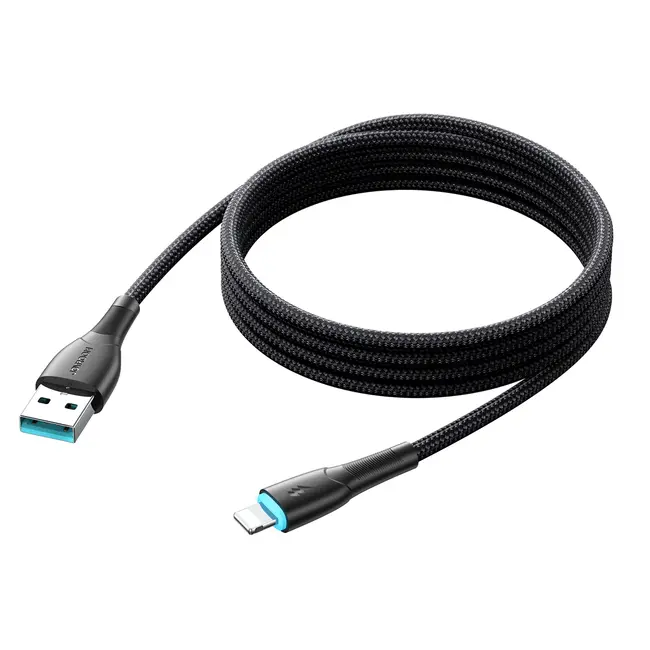 Joyroom - Starry Series - USB-A naar Lightning kabel - Nylon - 3A Snellader - 1 Meter - Zwart