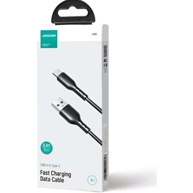 Joyroom - Flash-Charge Series - USB-A naar USB-C kabel - Nylon - 60W - 3A - Snellader - 1 Meter - Zwart