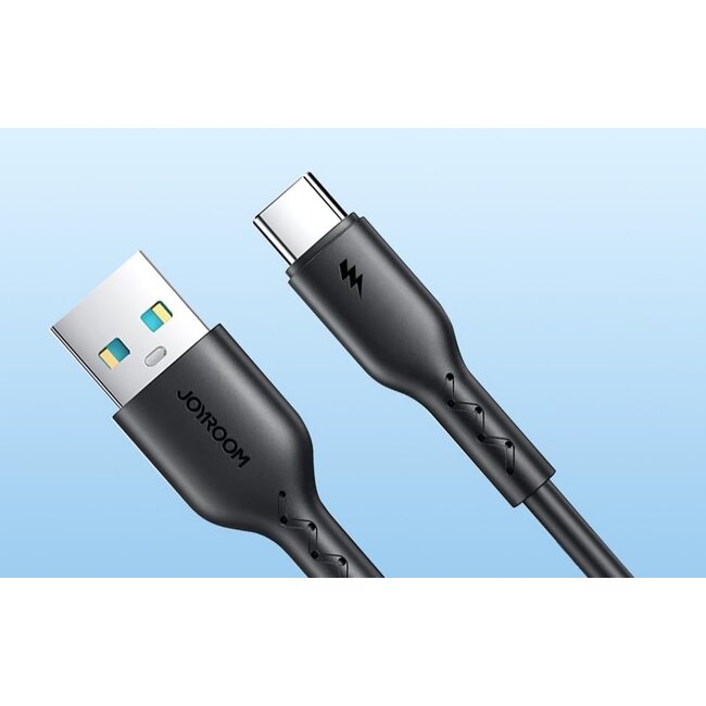 Joyroom - Flash-Charge Series - USB-A naar USB-C kabel - Nylon - 60W - 3A - Snellader - 1 Meter - Zwart
