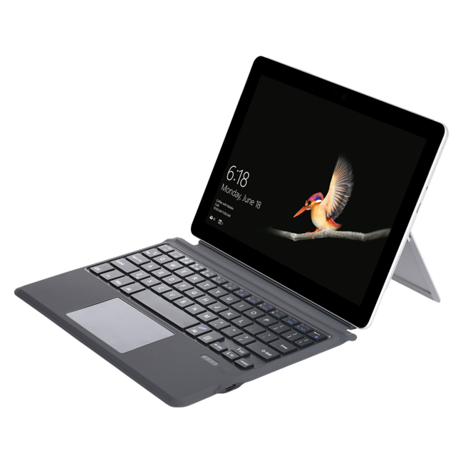 Toetsenbord geschikt voor Microsoft Surface Go / Go 2 / Go 3 / Go 4 - QWERTY - Bluetooth Toetsenbord Cover - Met Touchpad en Toetsenbord Verlichting - draadloos toetsenbord - QWERTY - Grijs