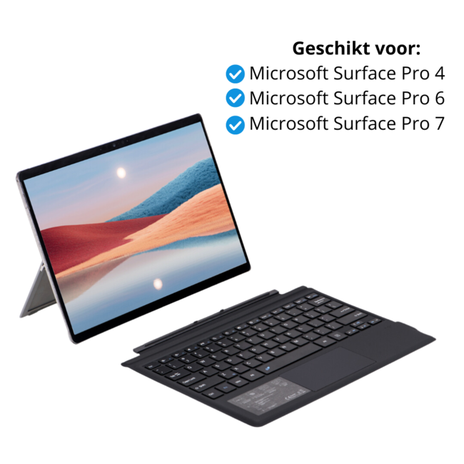 Toetsenbord geschikt voor Microsoft Surface Pro 4/6/7 - QWERTY - Bluetooth Toetsenbord Cover - Met Touchpad - draadloos toetsenbord - QWERTY - Donker Grijs