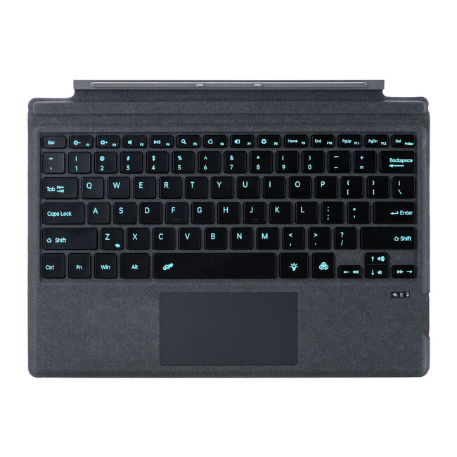 Toetsenbord geschikt voor Microsoft Surface Pro 4/6/7 - QWERTY - Bluetooth Toetsenbord Cover - Met Touchpad en Toetsenbord verlichting - draadloos toetsenbord - QWERTY - Grijs
