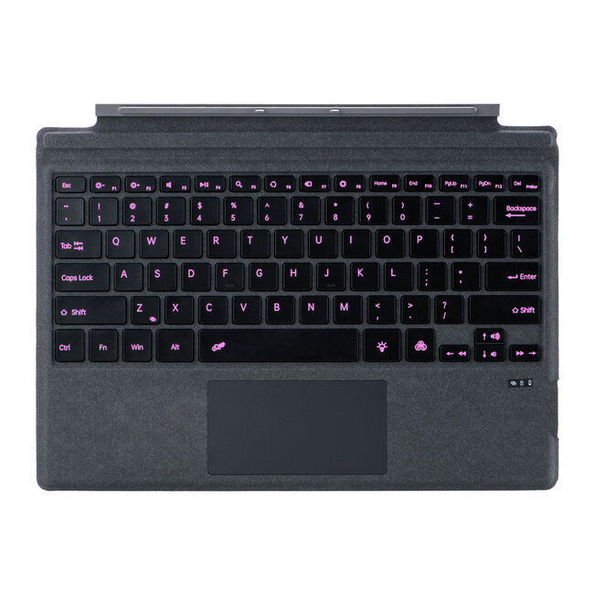 Toetsenbord geschikt voor Microsoft Surface Pro 4/6/7 - QWERTY - Bluetooth Toetsenbord Cover - Met Touchpad en Toetsenbord verlichting - draadloos toetsenbord - QWERTY - Grijs