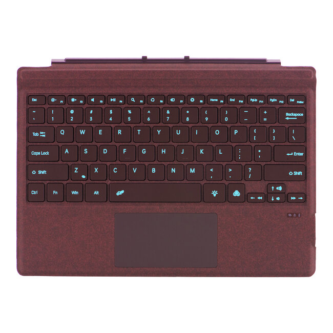 Toetsenbord geschikt voor Microsoft Surface Pro 4/6/7 - QWERTY - Bluetooth Toetsenbord Cover - Met Touchpad en Toetsenbord verlichting - draadloos toetsenbord - QWERTY - Wijn Rood