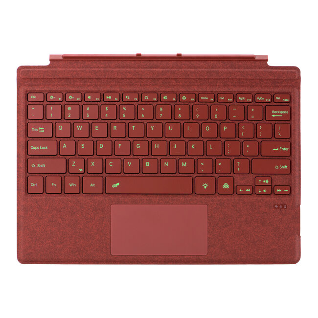 Toetsenbord geschikt voor Microsoft Surface Pro 4/6/7 - QWERTY - Bluetooth Toetsenbord Cover - Met Touchpad en Toetsenbord verlichting - draadloos toetsenbord - QWERTY - Rood